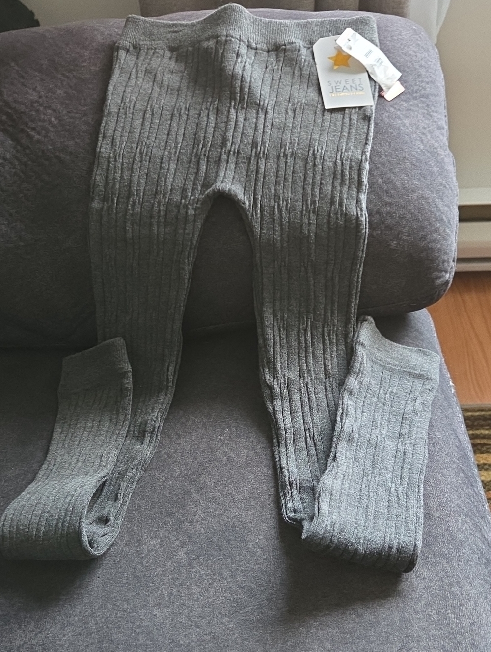 Leggings Ribbed Footie in Gray NWT